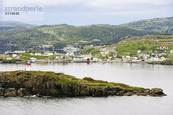 View of lighthouse and village  Trinity  Newfoundland  Canada