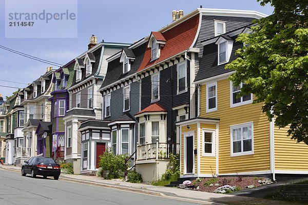View of colourful houses on Cochrane street  St. John's  Newfoundland  Canada