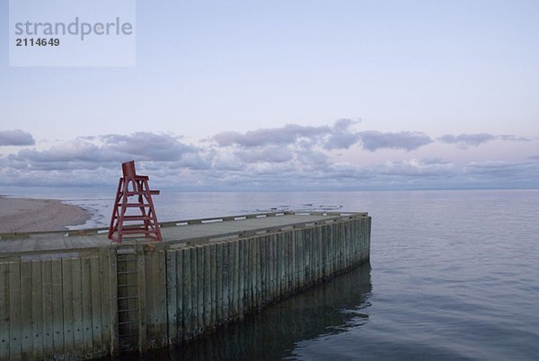 Pier and lifeguard stand near Basin Head  Prince Edward Island