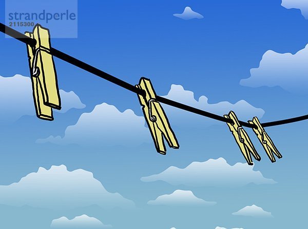 Clothespins on clothesline