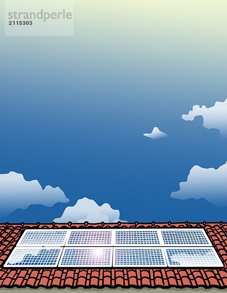 Solar panels against sunny sky