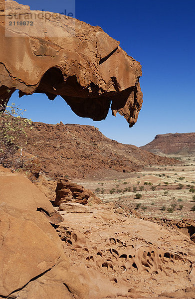 Lionhead Felsformation auf Landschaft  Twyfelfontein  Region Kunene  Namibia