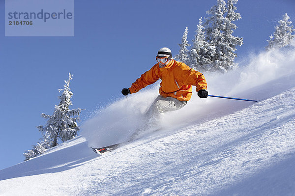 Österreich  Saalbach  Mann auf der Piste