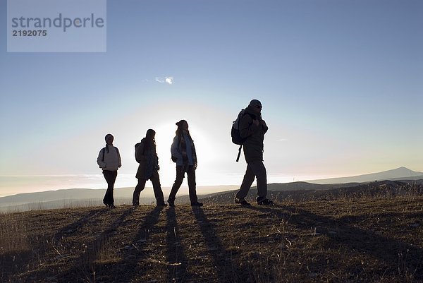 4 Personen auf einer Wanderung.