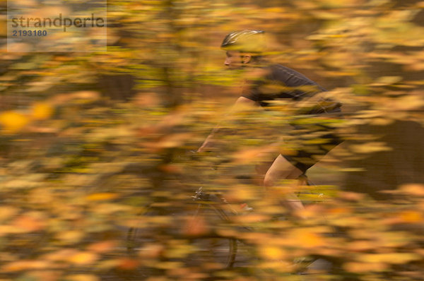 Radfahren im Herbstwald