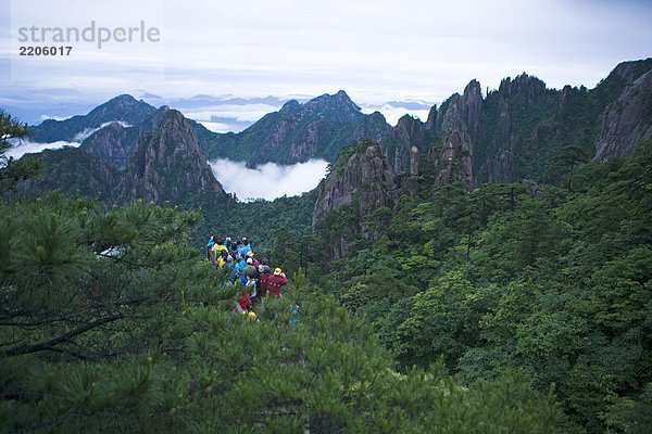 Menschen im Wald  Huangshan Berge  Huangshan  Provinz Anhui  China