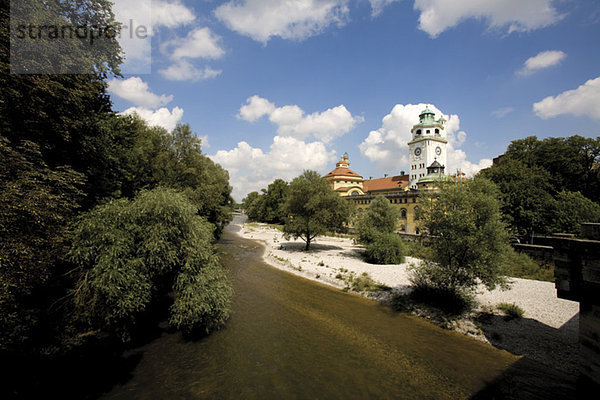 germany  Bavaria  Munich  Isar river and Muellersches Volksbad