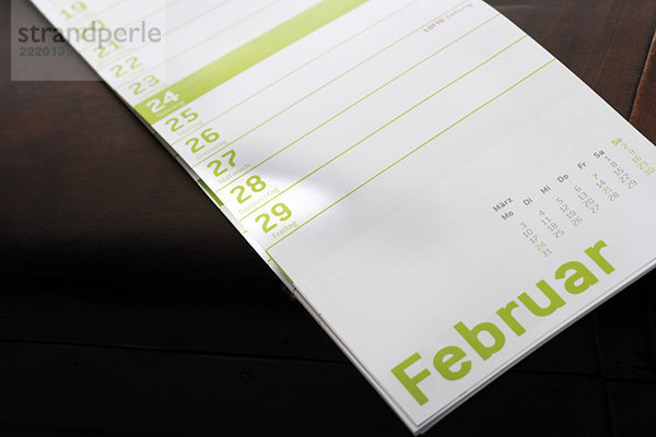 Kalenderblatt mit Schalttag 29. Februar