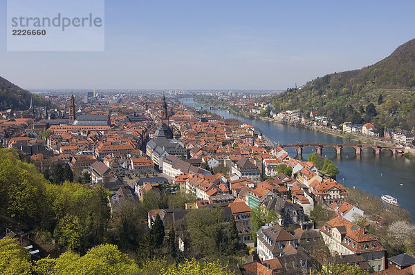 Luftbild von Gemeinde  Fluss Neckar-Kreis  Baden-Württemberg  Deutschland