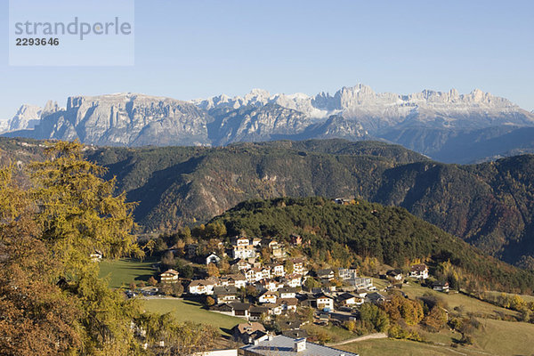 Italy  Dolomites  Genesio  village and mountain range