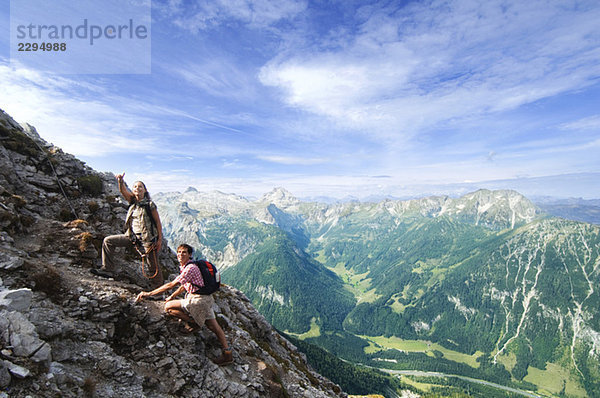 Austria  Salzburger Land  couple mountain climbing