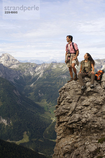 Austria  Salzburger Land  couple on mountain top