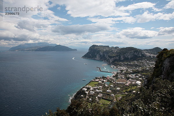 Gebäude Küste Ansicht Luftbild Fernsehantenne Kampanien Capri Italien Marina Grande