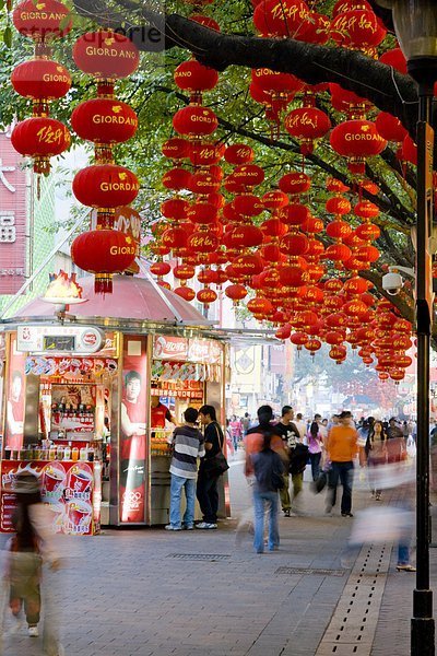 Guangzhou  Kanton  Baum  Straße  hängen  chinesisch  Laterne - Beleuchtungskörper  China  Guangdong Provinz Guangdong