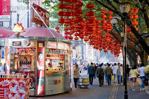 Guangzhou  Kanton  Baum  Straße  hängen  chinesisch  Laterne - Beleuchtungskörper  China  Guangdong Provinz Guangdong