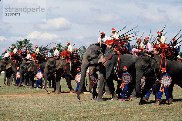 Krieg Elefanten Paradea in der Surin Elefant-Runde bis  Surin  Thailand