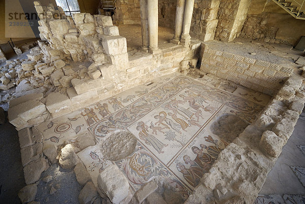 Erhöhte Ansicht der Freskomalerei Stock der Kirche  Madaba  Jordanien