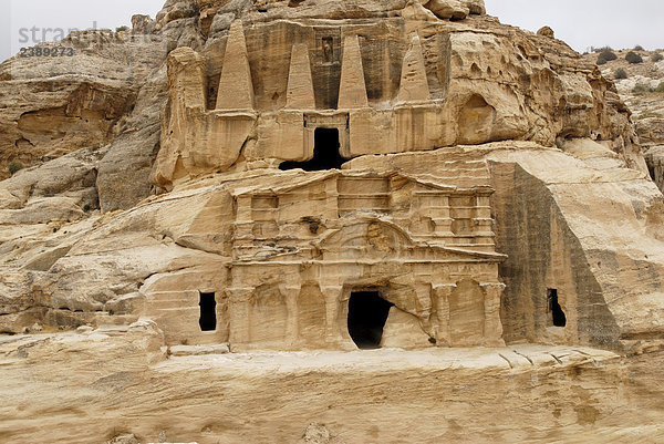 Alte Ruinen der Grabstätte  Obelisk Grab  Petra  Wadi Musa  Jordanien
