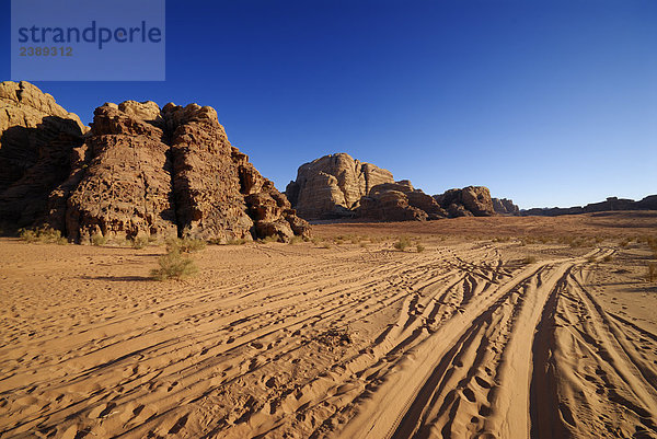 Reifen verfolgt in der Wüste  Wadi Rum  Jordanien