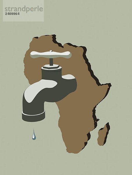 Karte von Afrika mit tropfendem Wasserhahn