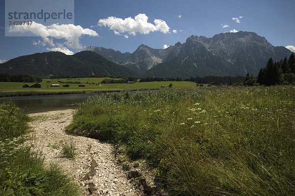 Deutschland  Bayern  Landschaft  im Hintergrund das Karwendelgebirge