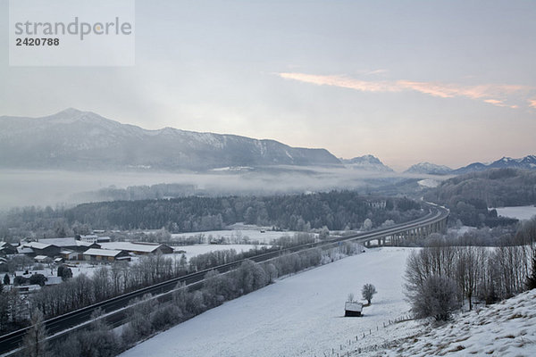 Germany  Bavaria  Murnau  Snow covered landscape