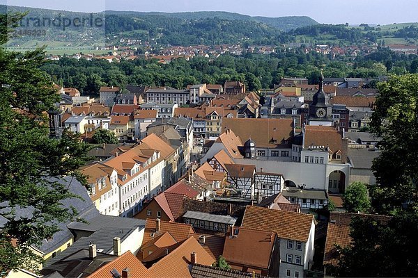 Erhöhte Ansicht der Stadtansicht  Schloss Heidecksburg  Rudulstadt  Thüringen  Deutschland