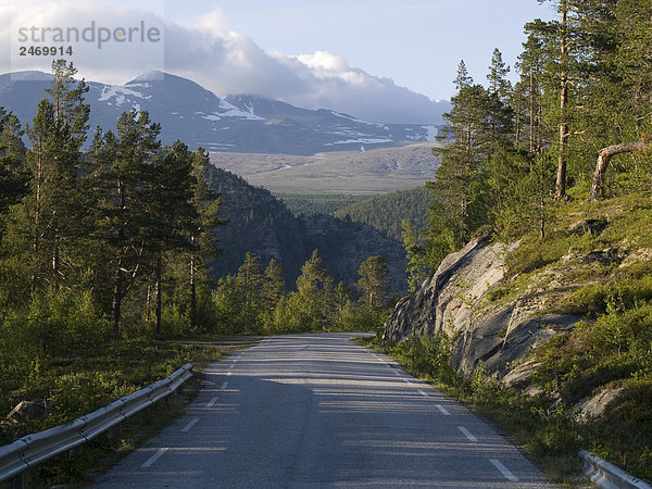 Straße durch Berge  Rondane-Nationalpark  Norwegen