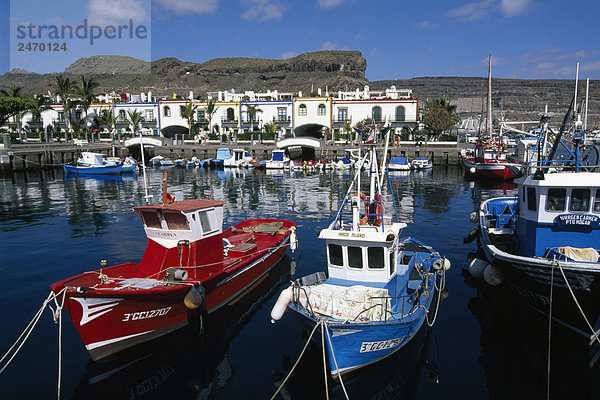 Fischerboote in Harbor  Puerto de Mogan  Gran Canaria  Kanarische Inseln  Spanien