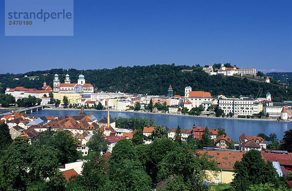Erhöhte Ansicht der Stadt  Donau  Passau  niedrigere Bayern  Bayern  Deutschland