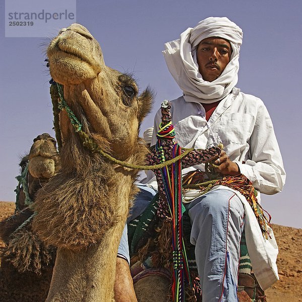 Afrika  Algerien  eine Fläche  Sahara-Wüste  Tuaregs Reiten Dromedar