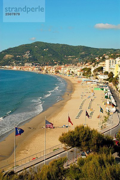 Alassio Ligurien der westlichen Riviera  Italien. Strand