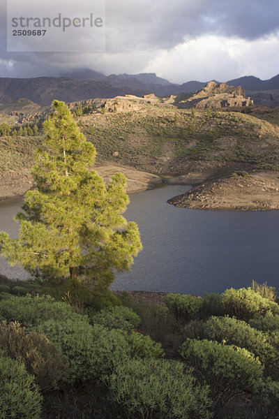 Spanien  Kanarische Inseln  Gran Canaria  See und Hügel