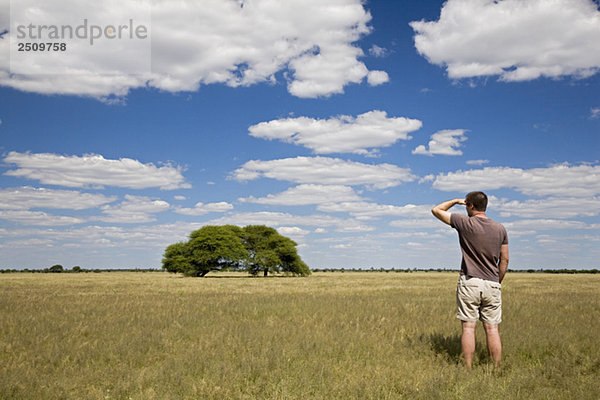 Africa  Botswana  Tourist looking at the landscape