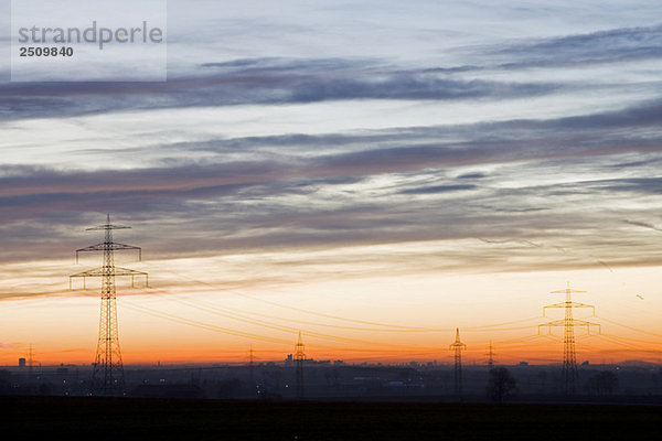 Germany  Bavaria  Munich  Pylons at sunset