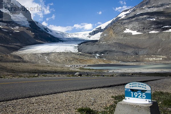 1925 glacier marker  Athabasca Glacier  Columbia Icefield  Jasper National Park  Alberta  Canada
