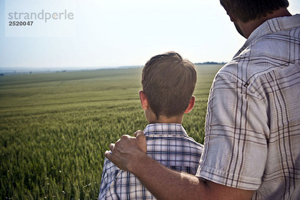 Vater und Sohn im Weizenfeld