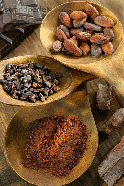 Vielfalt Löffel Kakao heiße Schokolade Trinkschokolade