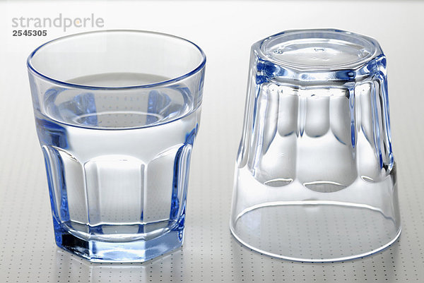 Glas Wasser und leere Glas