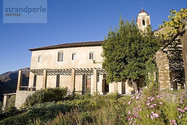 Fassade des Klosters  Saorge  Roya Bevera Tal  Alpes-Maritimes Alpes-Provence-Alpes-Côte d ' Azur  Frankreich