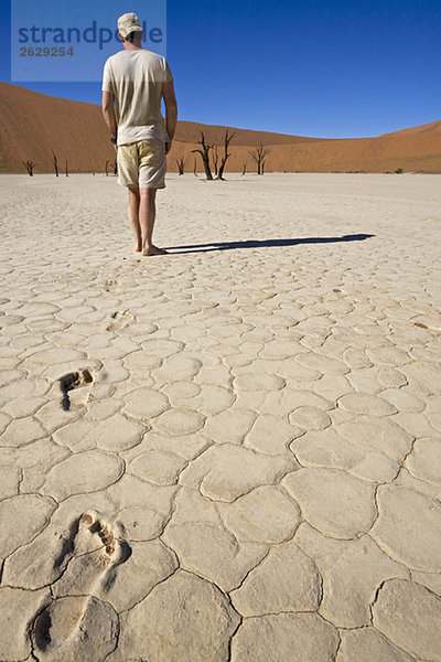 Afrika  Namibia  Wüstenwanderer  Rückansicht