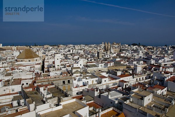 Erhöhte Ansicht der Stadtansicht  Costa De La Luz  Cadiz  Andalusien  Spanien