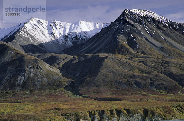 Schneebedeckten Berg unter blauen Himmel  Mt Eielson  Denali National Park  Alaska  USA
