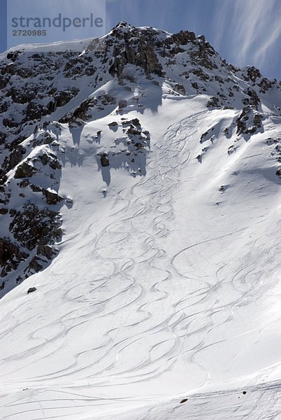 Schweiz  Graubünden  Arosa  Skipisten im Schnee