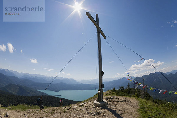 Germany  Bavaria  Summit with Cross  Walchensee in background