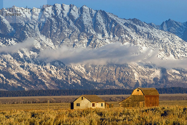 Vereinigte Staaten von Amerika USA Berg Gebäude Hintergrund Feld Wyoming