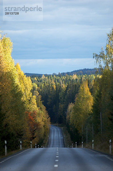 Eine leere Straße Bergslagen Schweden.