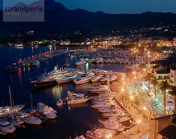 Harbour by night  Corsica  France.