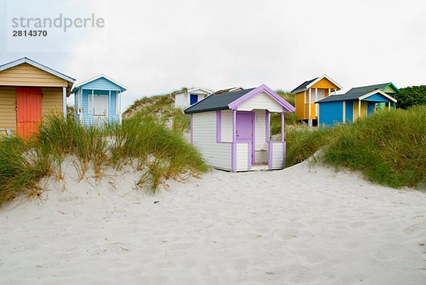 Baden Hütten am Strand Schweden.