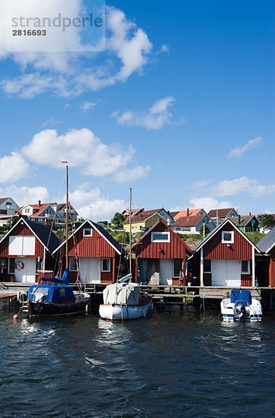 Boathouses Smogen Bohuslan Schweden.